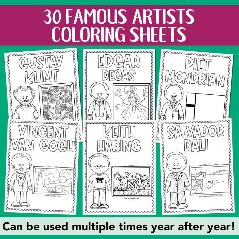 30 Famous Artist Coloring Pages - Printable – Projects with Kids