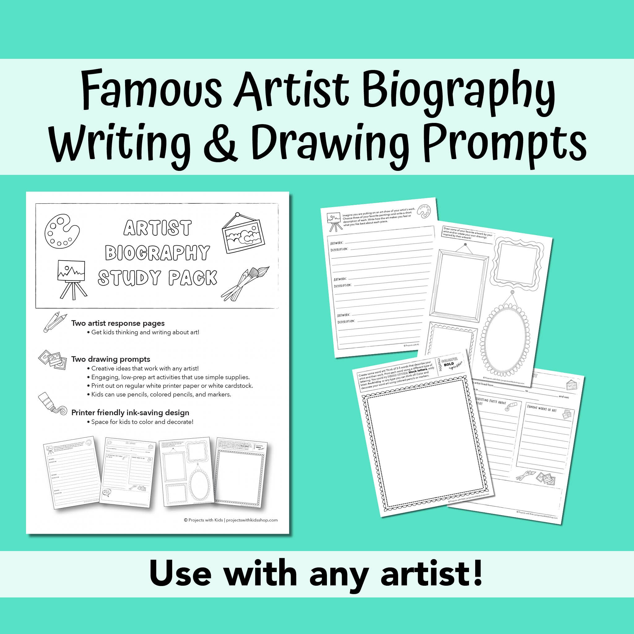 Famous Artist Biography Writing and Drawing Prompts – Projects with Kids