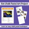 Chalk pastel bat art project for kids to make for Halloween or fall. PDF step-by-step instructions. 