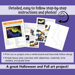 PDF example of a chalk pastel bat art project for kids to make.