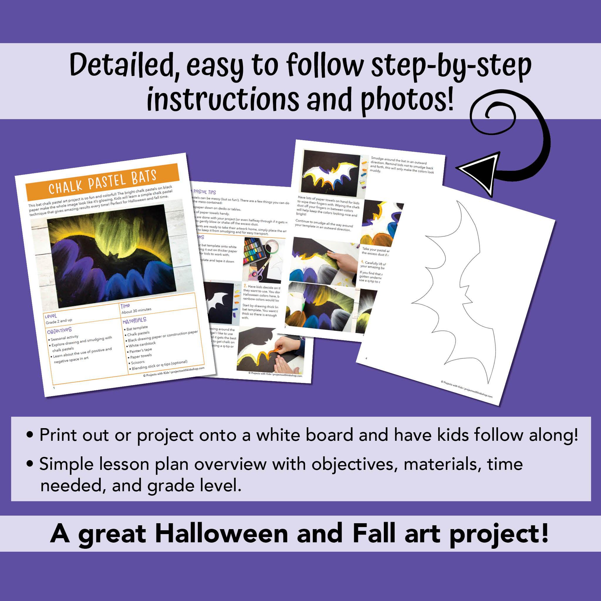 Bat Chalk Pastel Art Project PDF – Projects with Kids
