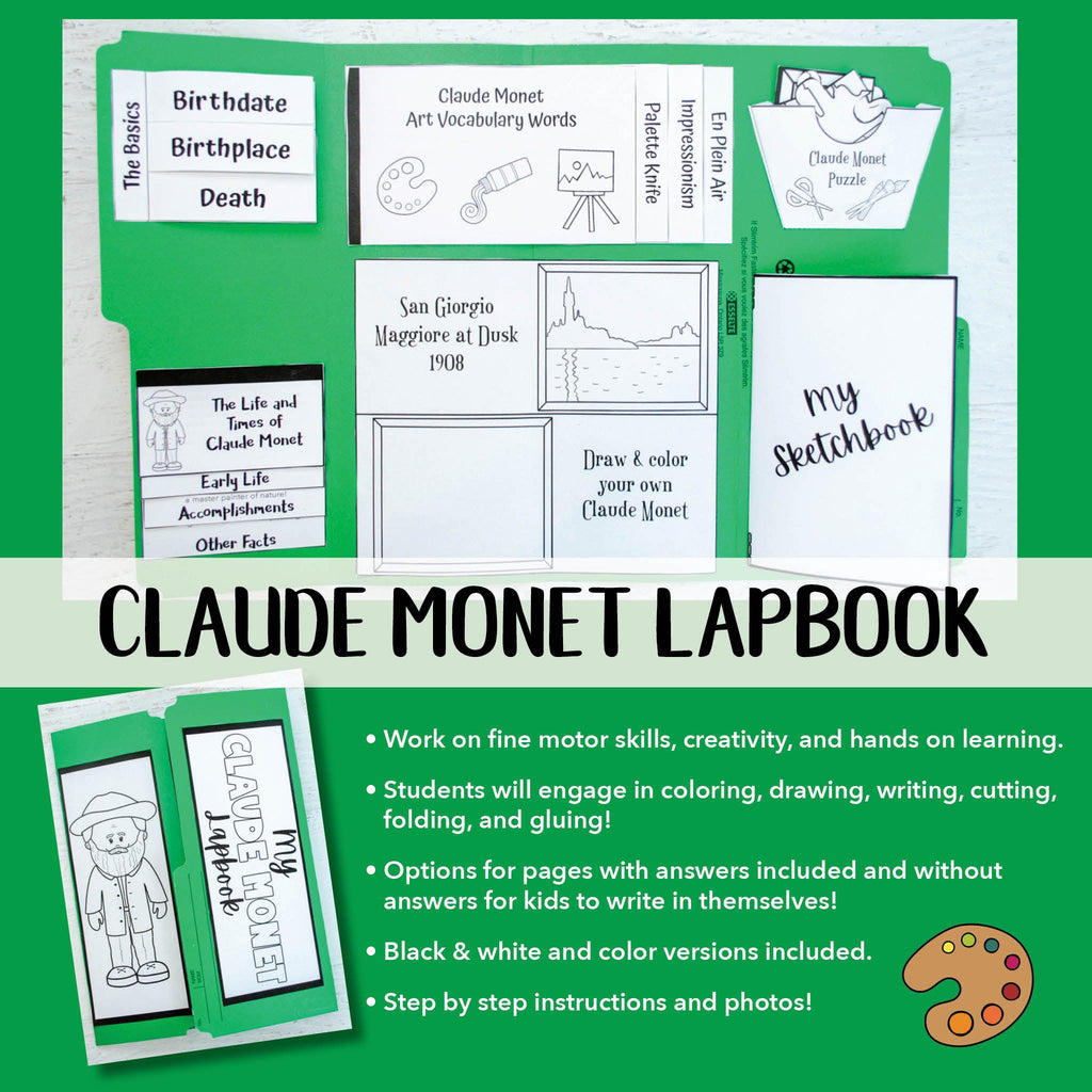 Photo of Claude Monet lapbook printable activity