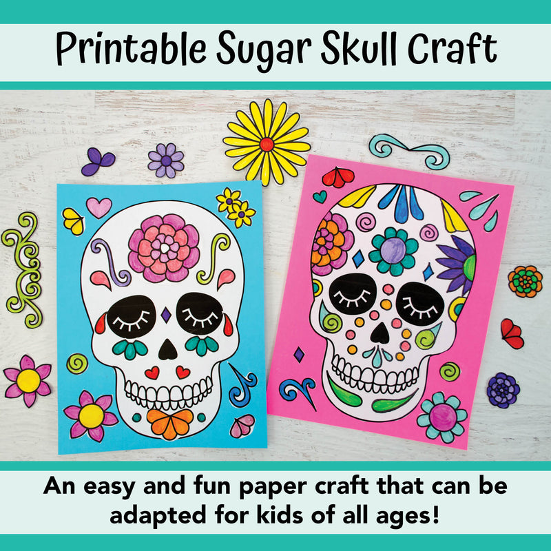 Sugar skull printable craft for kids.