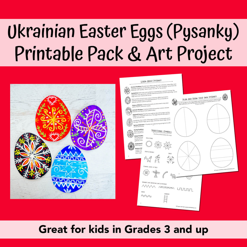 Ukrainian Easter egg art project and printable pack to learn about Ukrainian culture and pysanky.