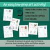 Winter and Christmas directed drawing pages for kids low prep art activity. 