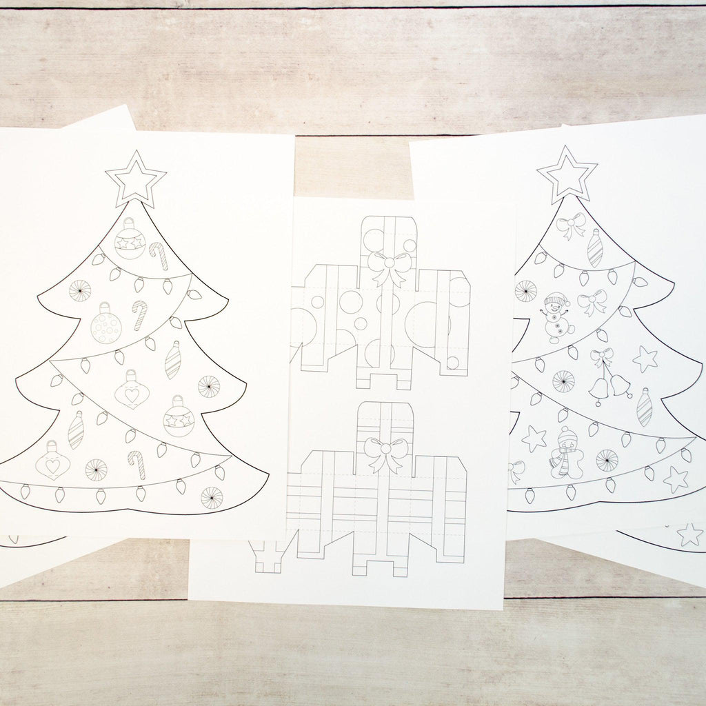 Christmas tree papercraft for kids to make, color and for pretend play