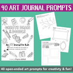 Printable art prompts and drawing prompts for kids art journal ideas.