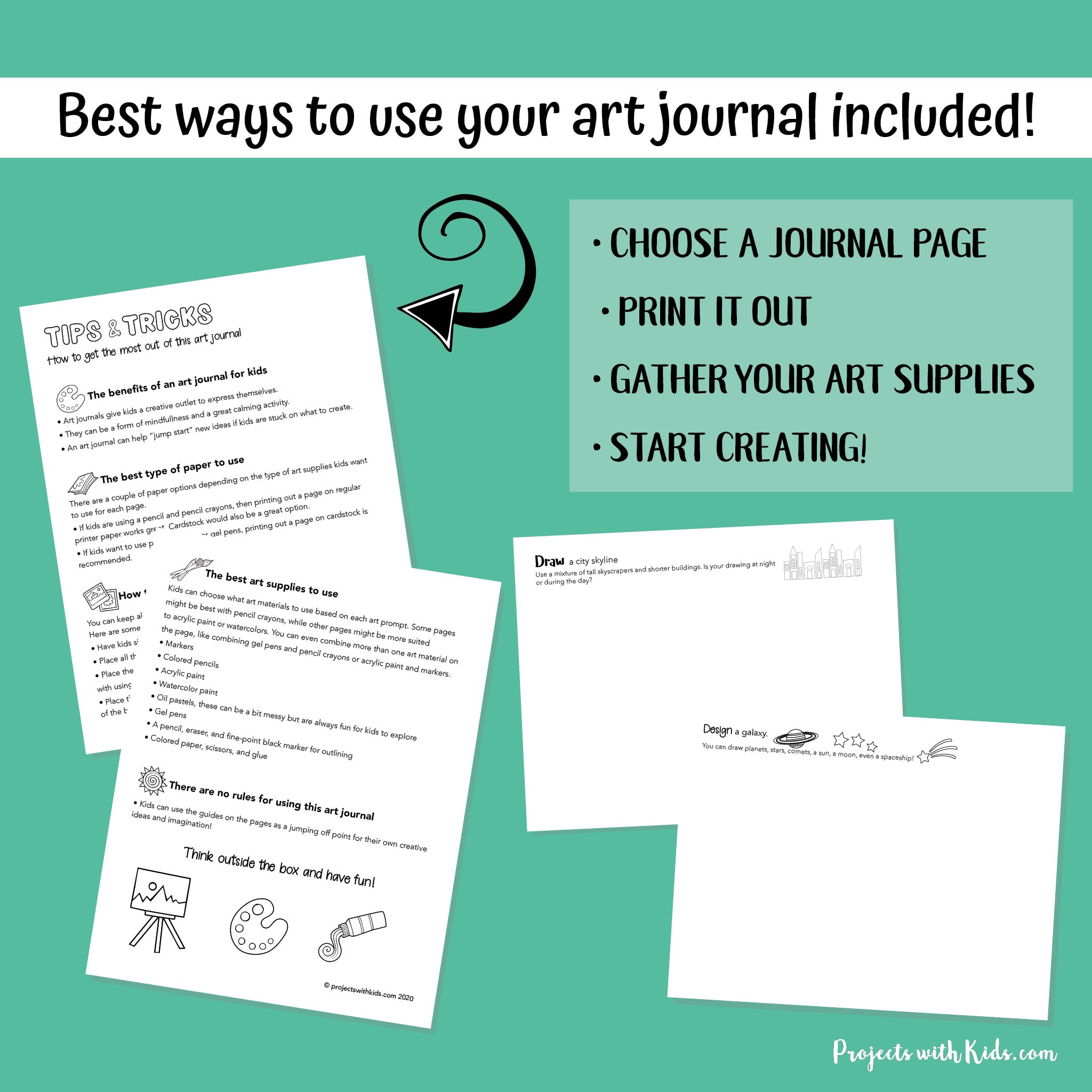 Printable Art Journal for Kids, Drawing Prompts for Kids – Projects with Kids
