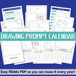 Printable drawing prompt calendar for kids PDF