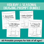 60 Printable Holiday & Seasonal Drawing Prompt Bundle