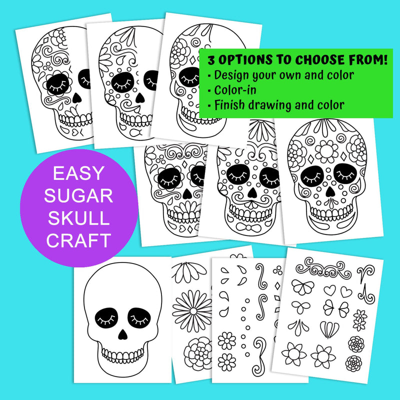 Sugar skull printable pack for kids to make.