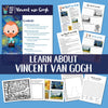 Printable Vincent Van Gogh Famous Artist bundle for kids to learn about Van Gogh.