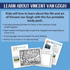 Benefits and examples of the van Gogh printable study pack for kids.